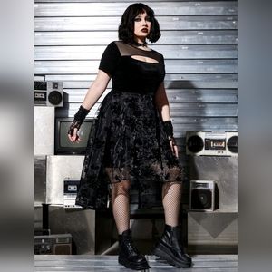 NWOT Velvet & Mesh Hi-Lo Dress